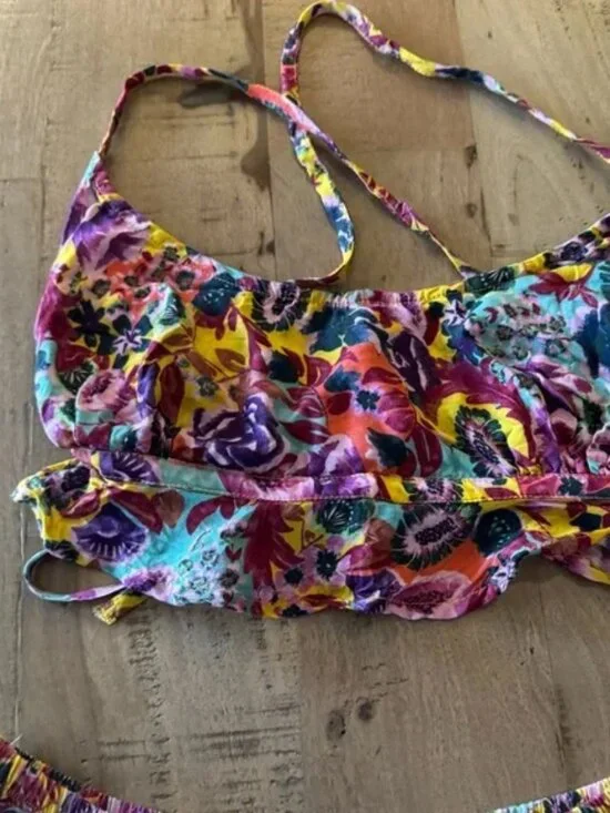 Anthropologie Floral Ruffle Loungewear Sleepwear Set - Size XS - Picture 4 of 6